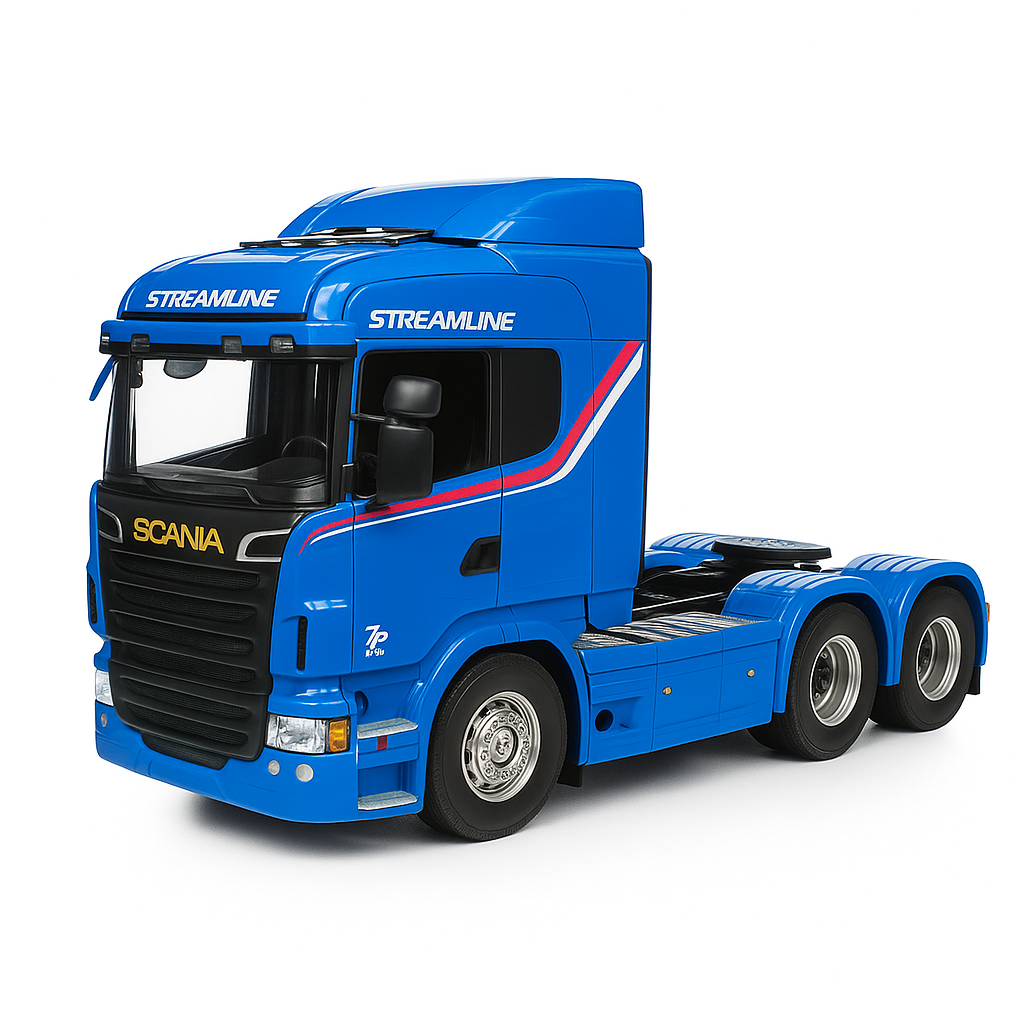 Miniatura Realista de Controle Remoto Caminhão Scania S540 6X4 + Carreta de Brinde (QUEIMA DE ESTOQUE)