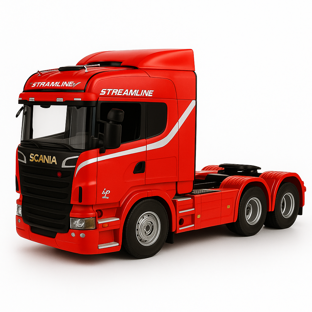 Miniatura Realista de Controle Remoto Caminhão Scania S540 6X4 + Carreta de Brinde (QUEIMA DE ESTOQUE)